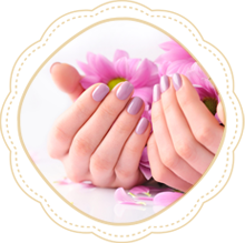 Hands Of A Woman With Pink Manicure On Nails And P59Y7G3